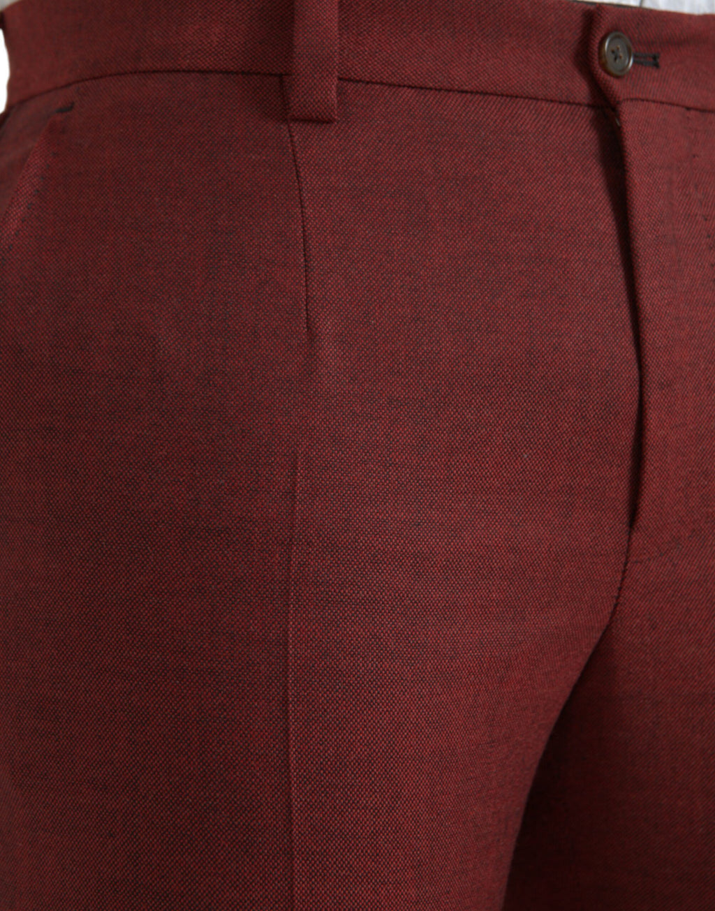 Dolce & Gabbana Maroon Wool Herren Skinny Dress Hose