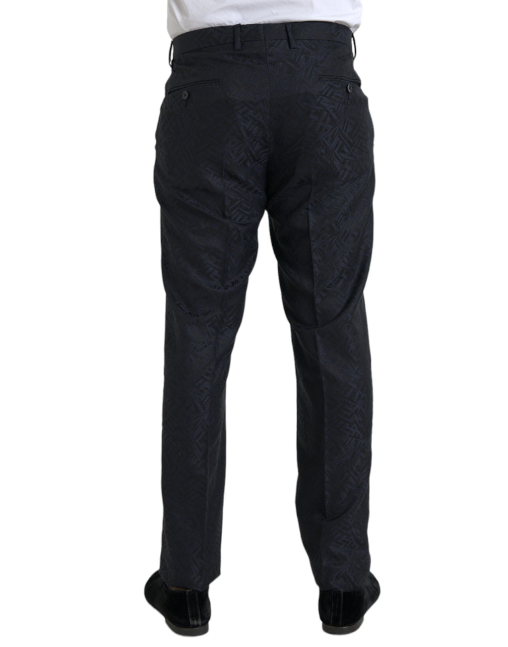 Dolce & Gabbana Blaue Brokat Wolle Skinny Herren Anzughose