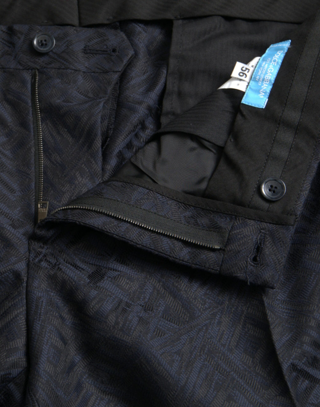 Dolce & Gabbana Blaue Brokat Wolle Skinny Herren Anzughose