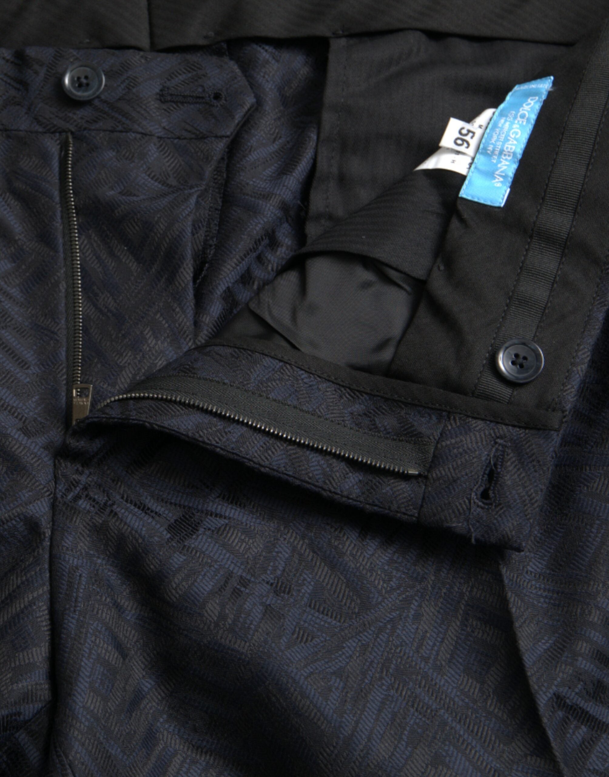 Dolce & Gabbana Blaue Brokat Wolle Skinny Herren Anzughose