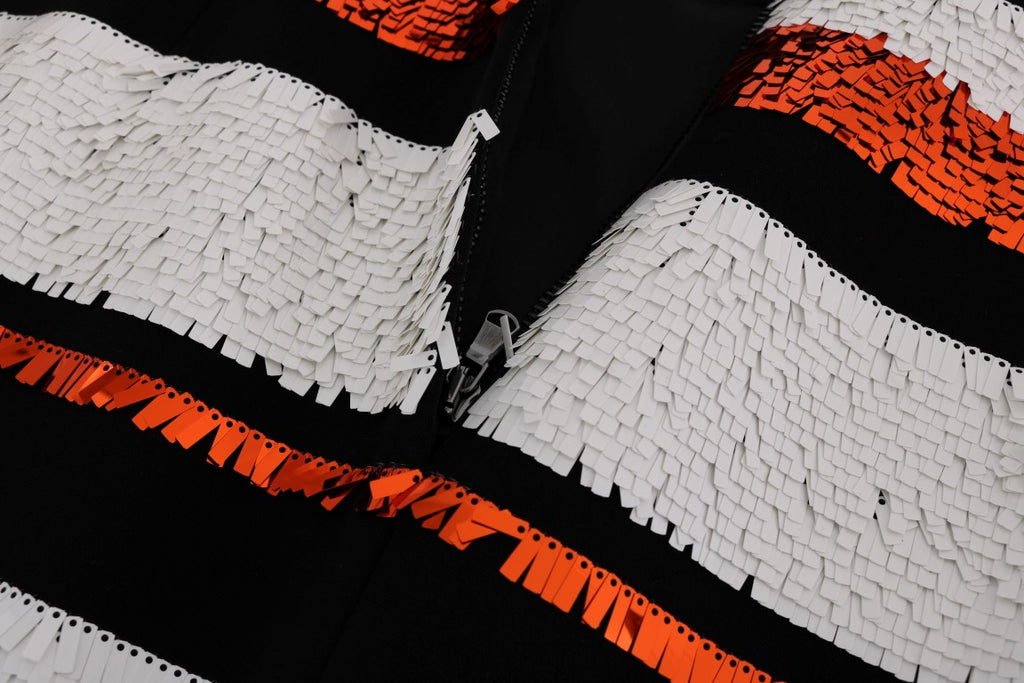 Dolce & Gabbana Mehrfarbig gestreiftes, paillettenbesetztes Stretchkleid