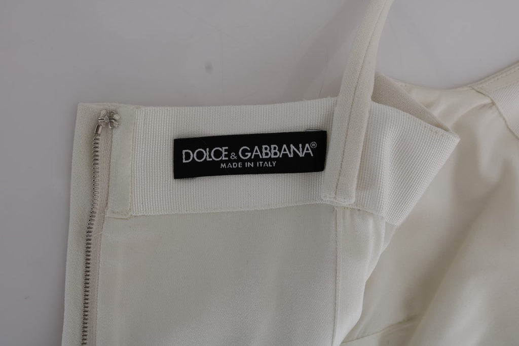 Dolce & Gabbana Weißes Stretch-Broschen-Shiftkleid aus Wolle