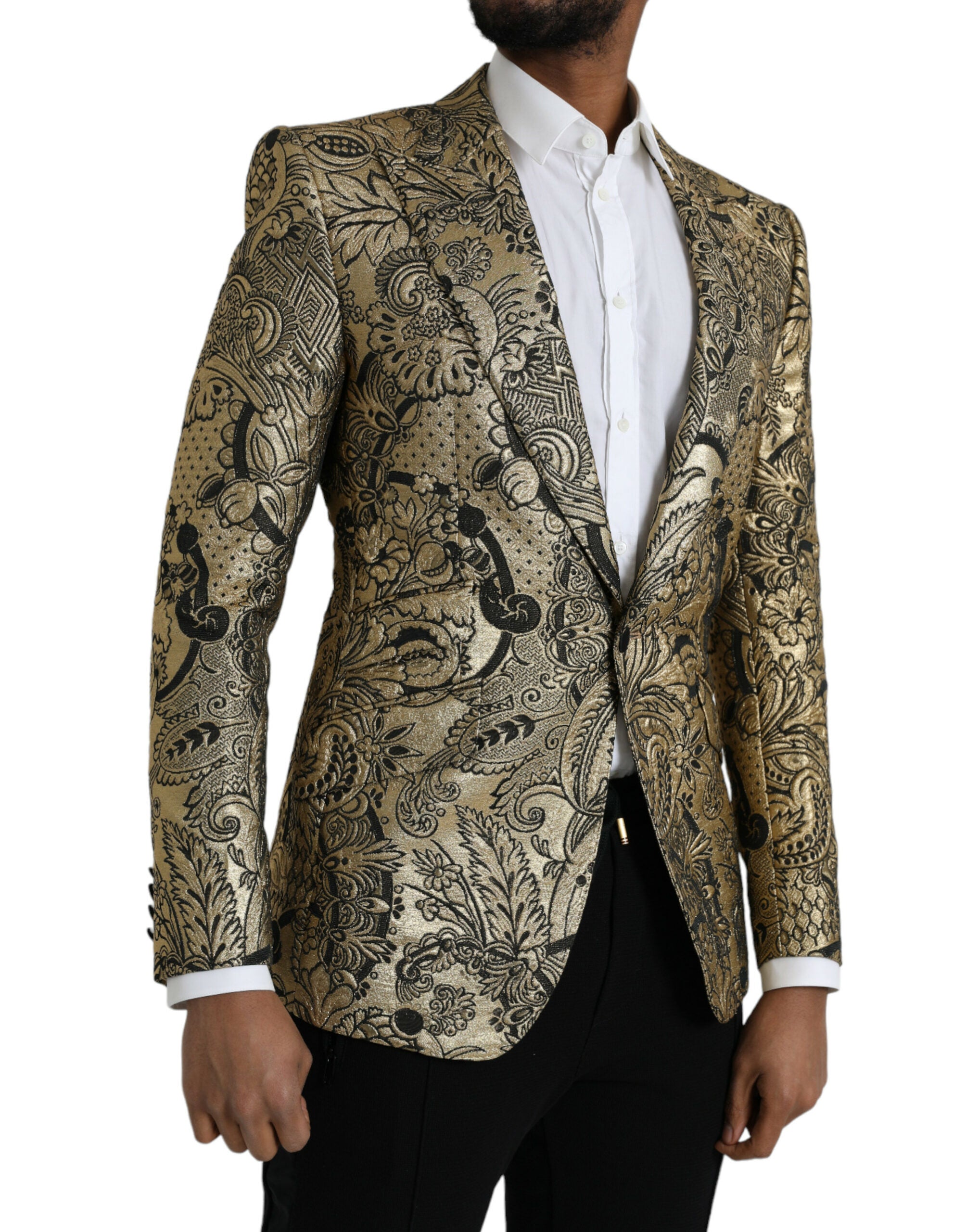 Dolce & Gabbana Gold SICILIA Jacquard-Mantel einreihig Blazer