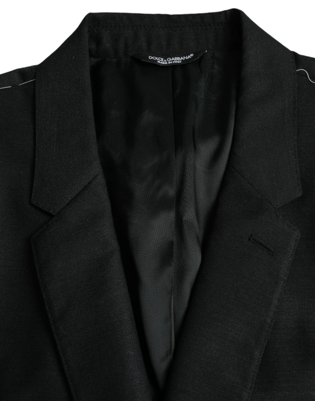 Dolce & Gabbana Schwarzer Wollmantel einreihig mit Kerbe Blazer