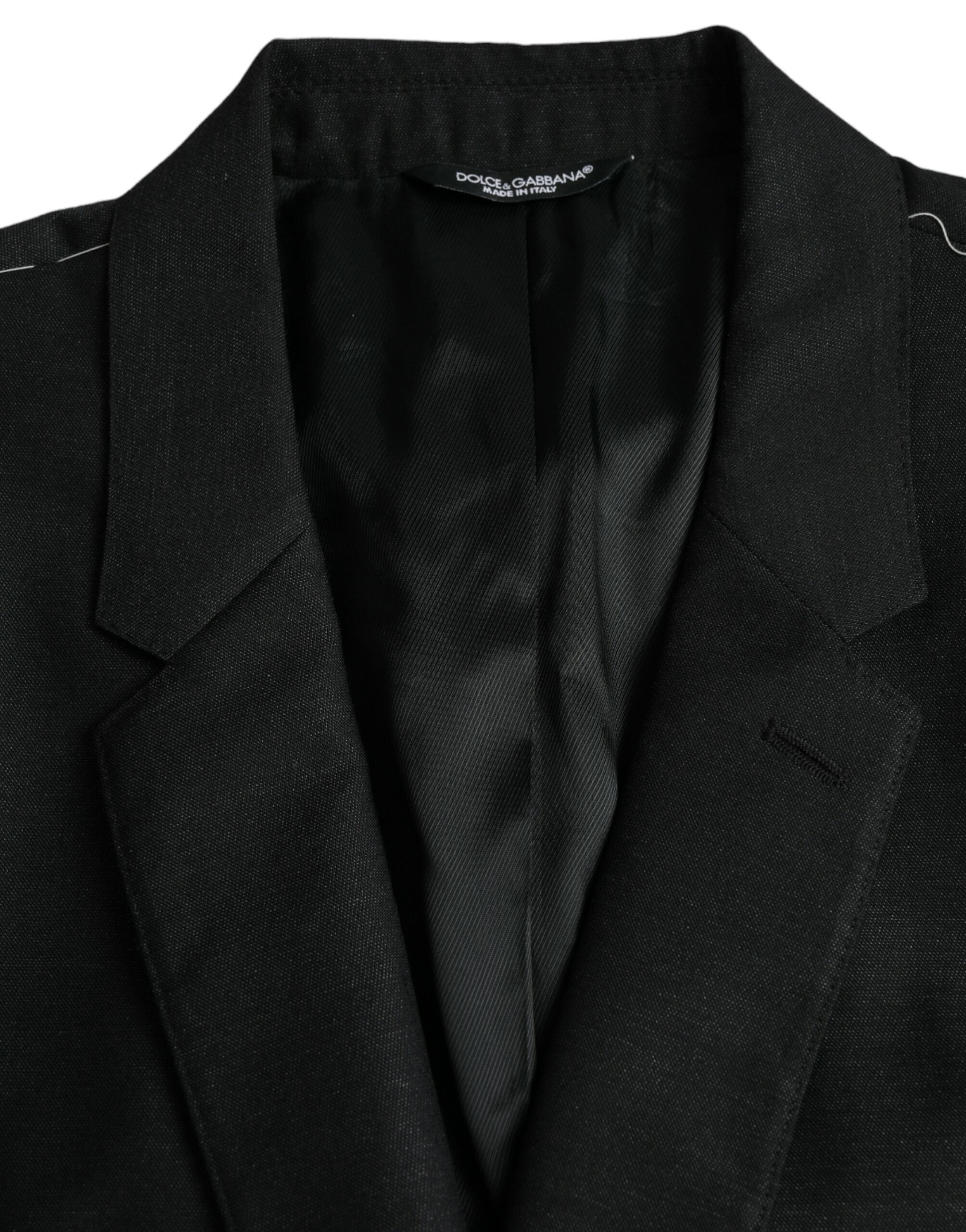 Dolce & Gabbana Schwarzer Wollmantel einreihig mit Kerbe Blazer