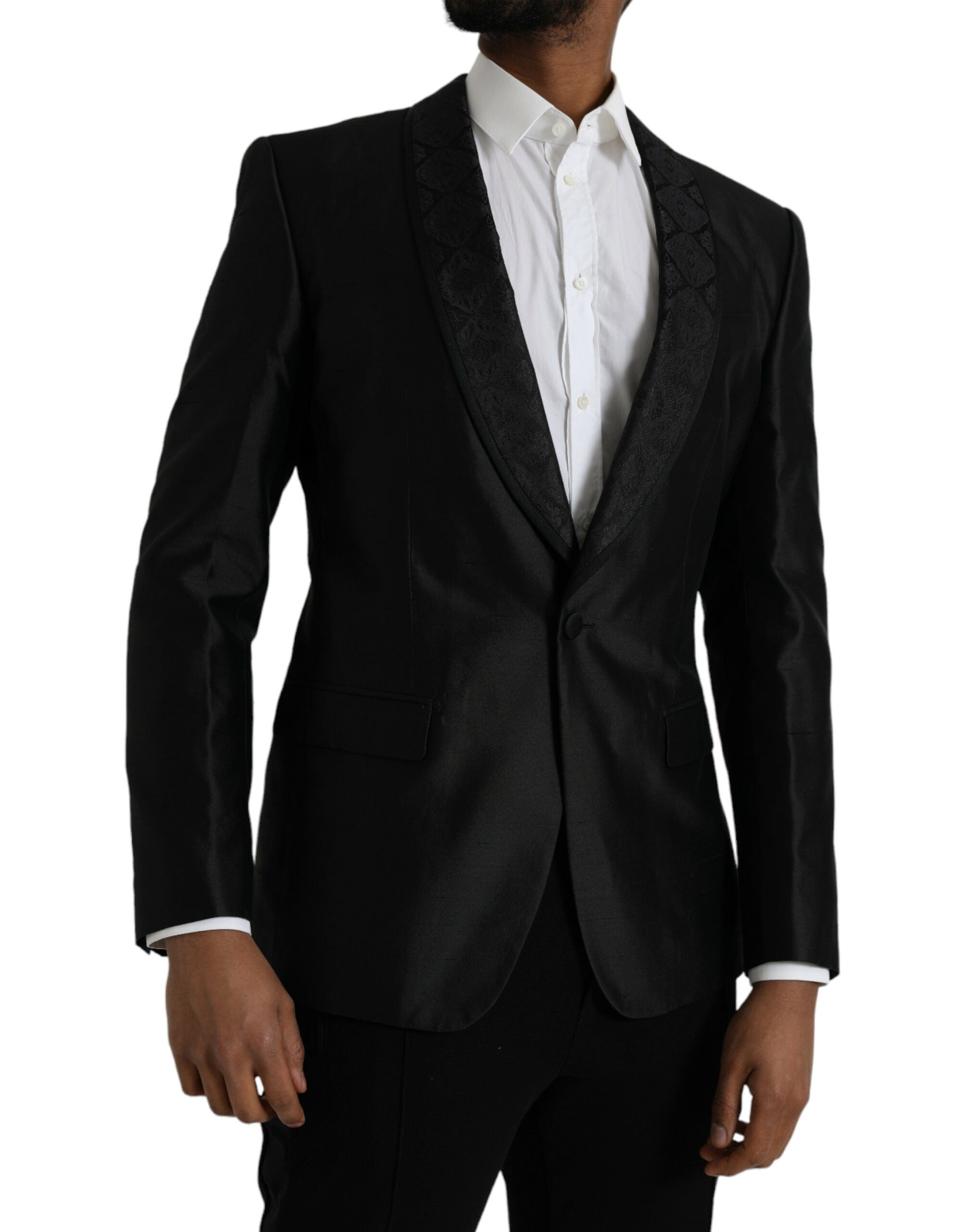 Dolce & Gabbana Schwarzer MARTINI Einreihiger Mantel Blazer