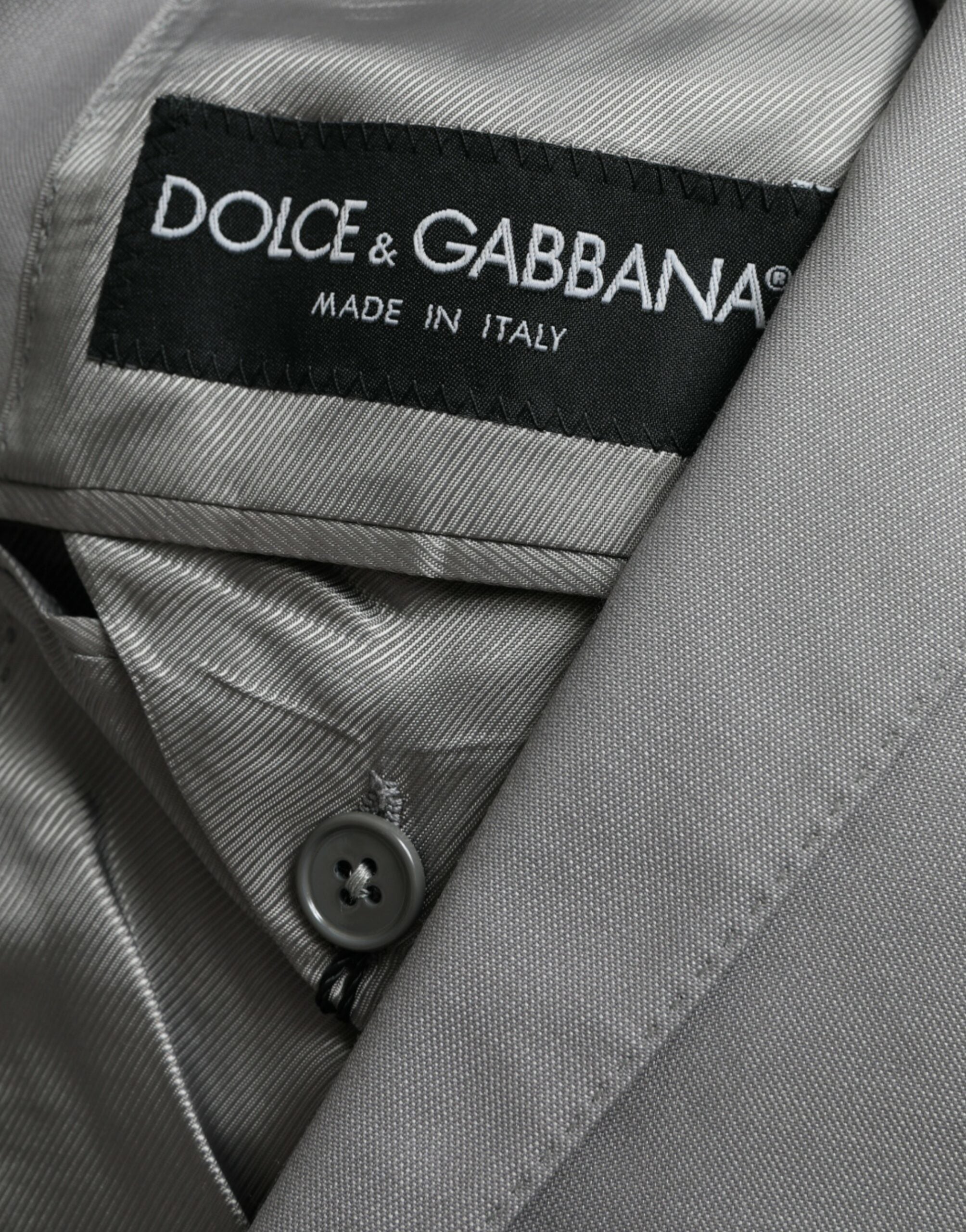 Dolce & Gabbana Grauer einreihiger Wollmantel mit Spitze Blazer
