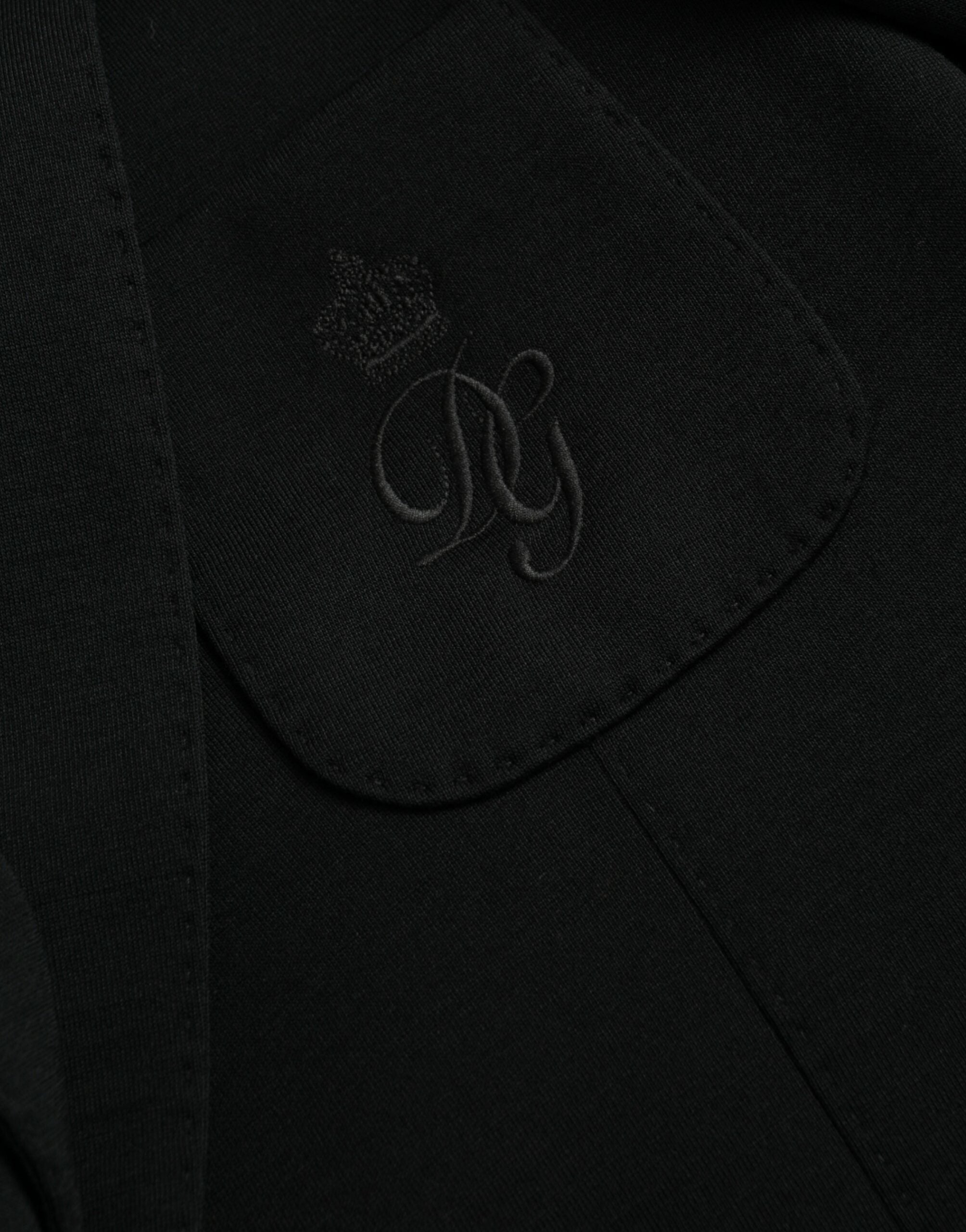 Dolce & Gabbana Schwarzer Wollmantel einreihig mit Kerbe Blazer