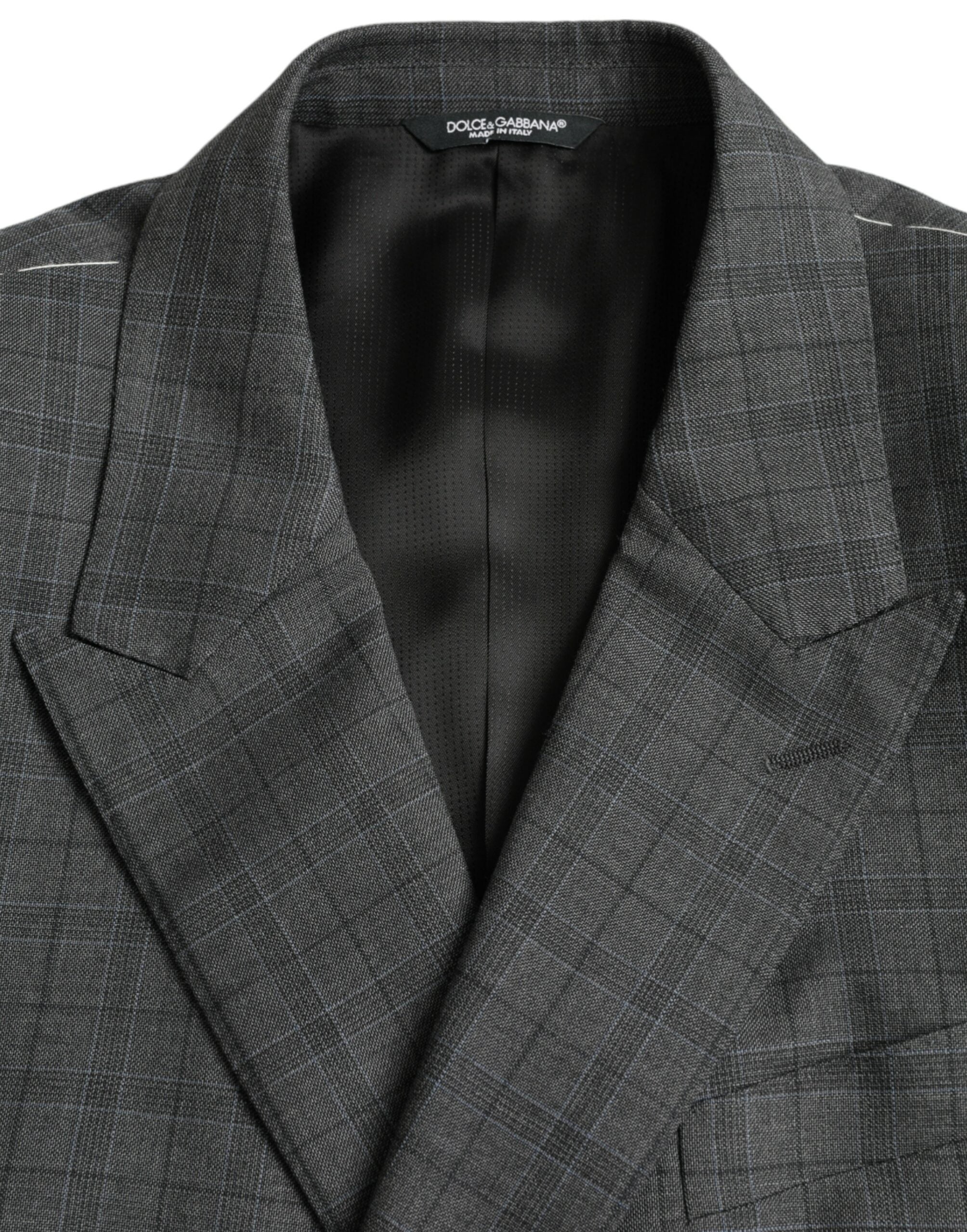 Dolce & Gabbana Grauer karierter Woll-Anzug MARTINI Formal 2 Piece Suit