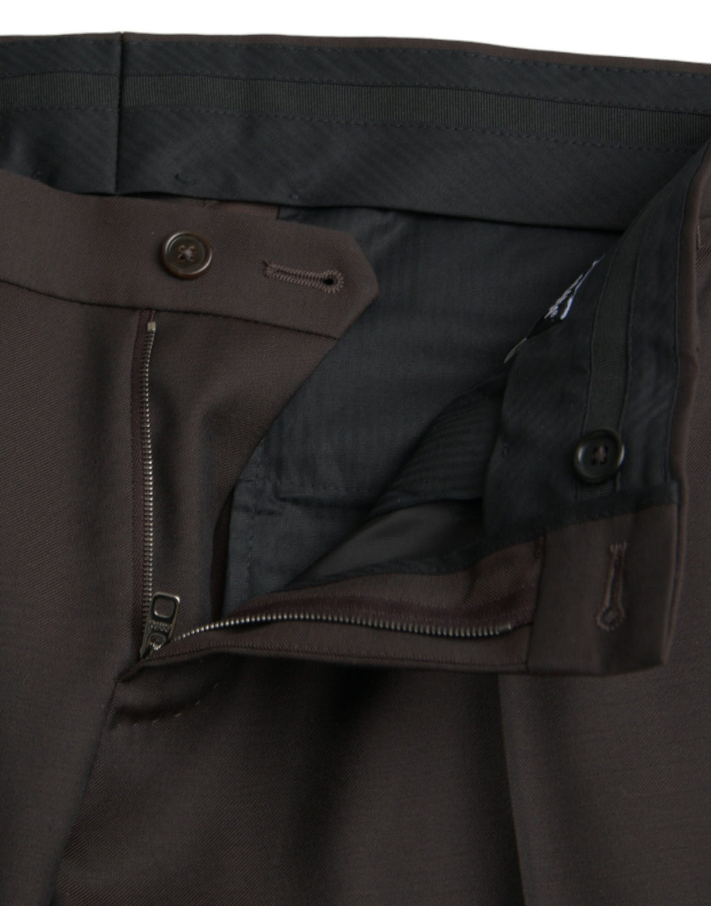 Dolce & Gabbana Dunkelbraune Wolle Slim Fit Formal Hose