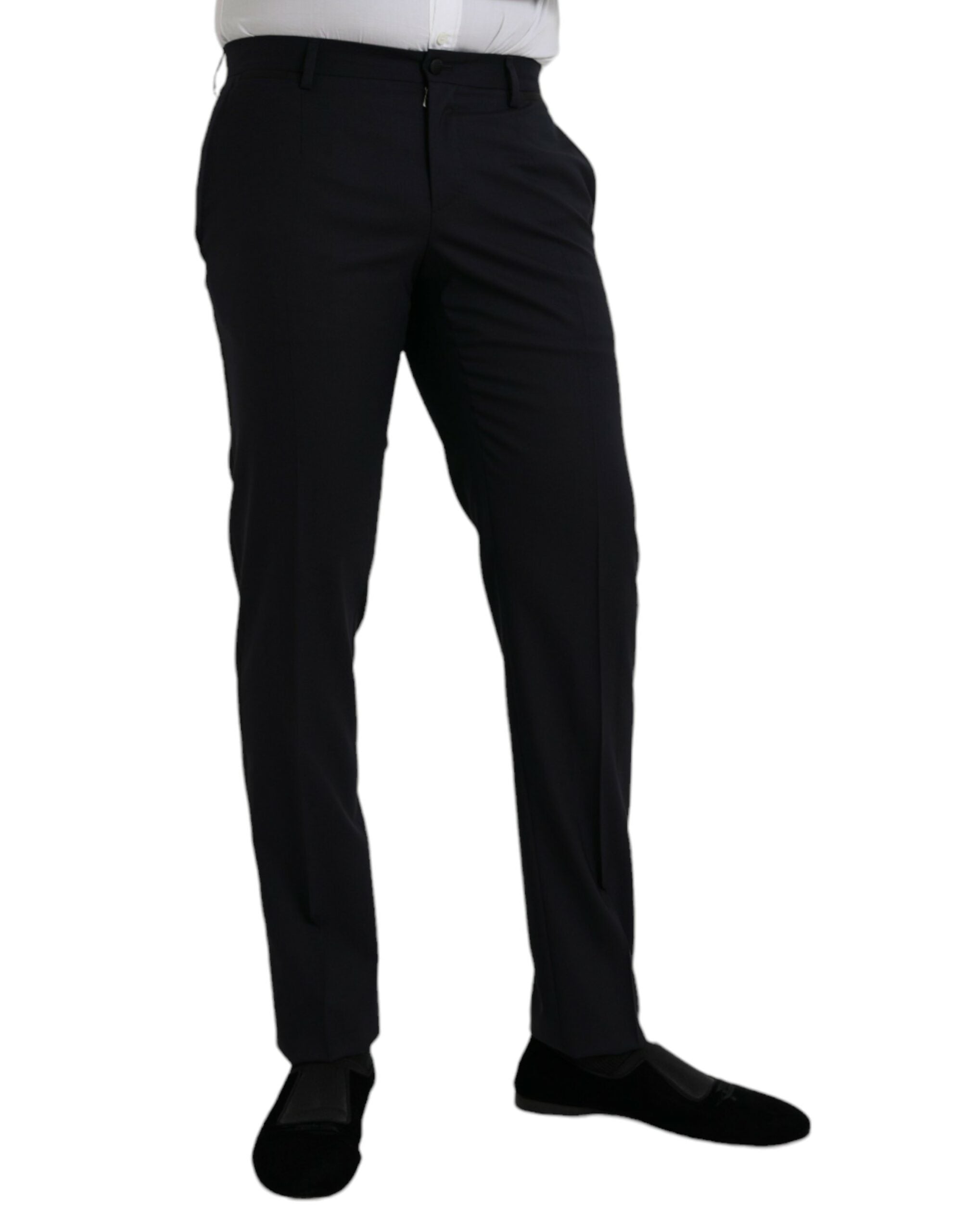 Dolce & Gabbana Dunkelblaue Wolle Slim Fit Formal Hose