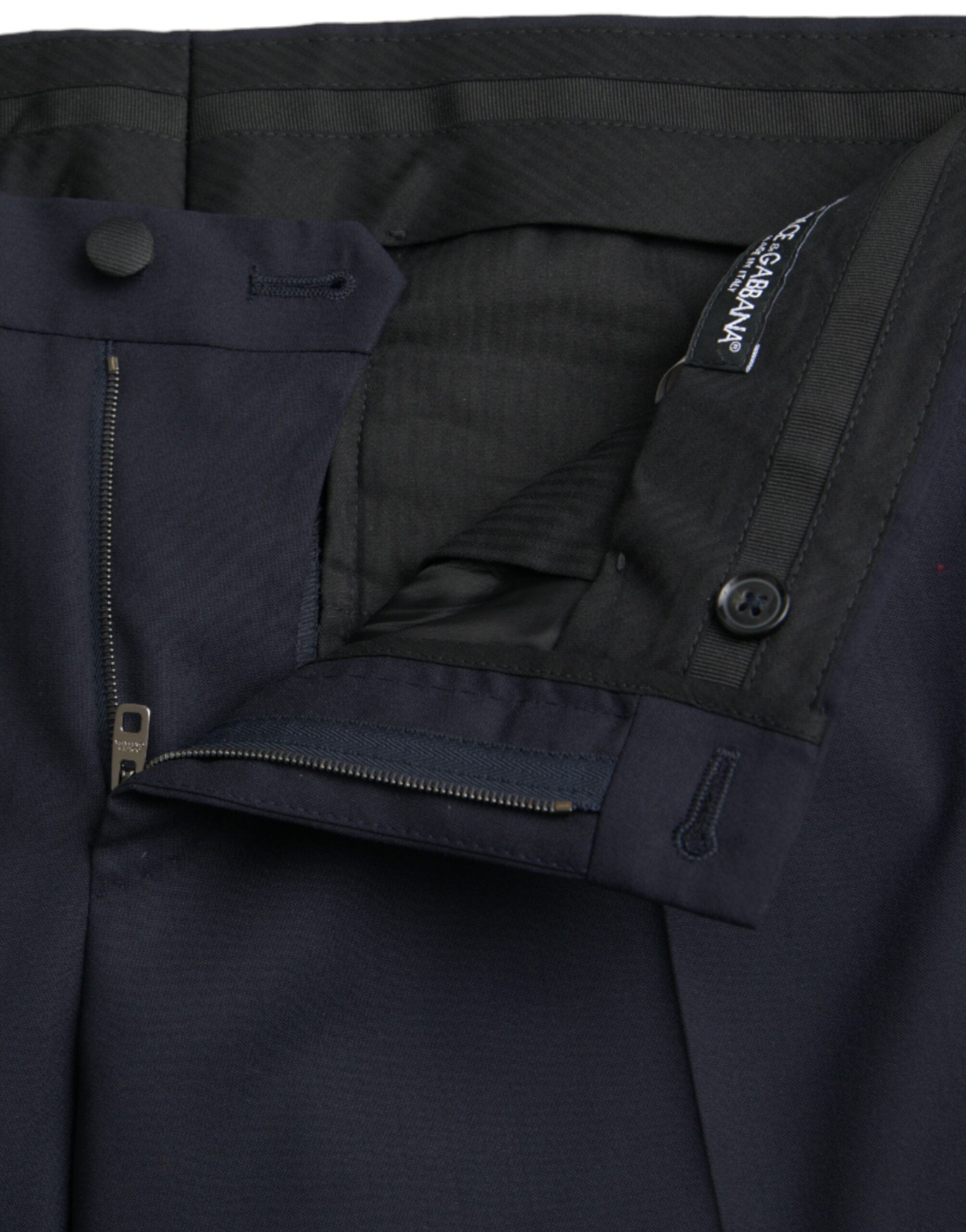 Dolce & Gabbana Dunkelblaue Wolle Slim Fit Formal Hose