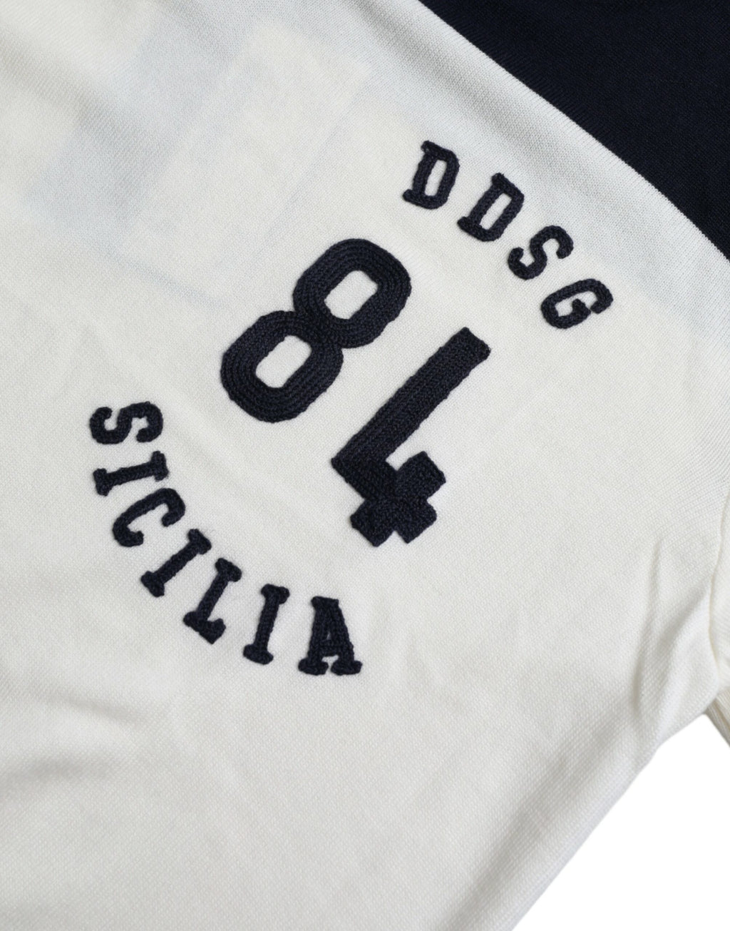 Dolce & Gabbana Weiß Schwarz SICILIA Henley-Shirt Pullover Pullover