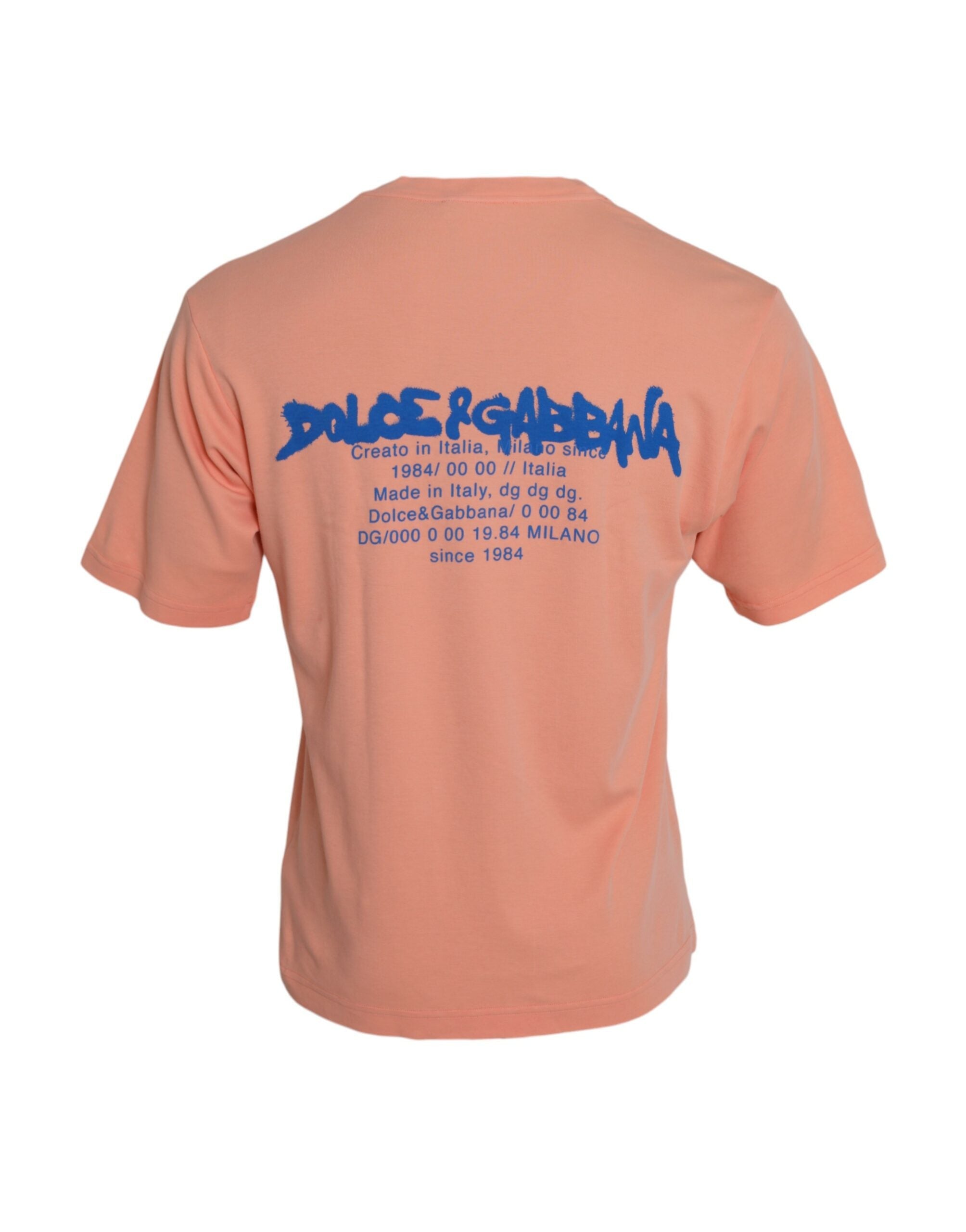 Dolce & Gabbana Korallenfarbenes Baumwoll-Logo-T-Shirt mit kurzen Ärmeln