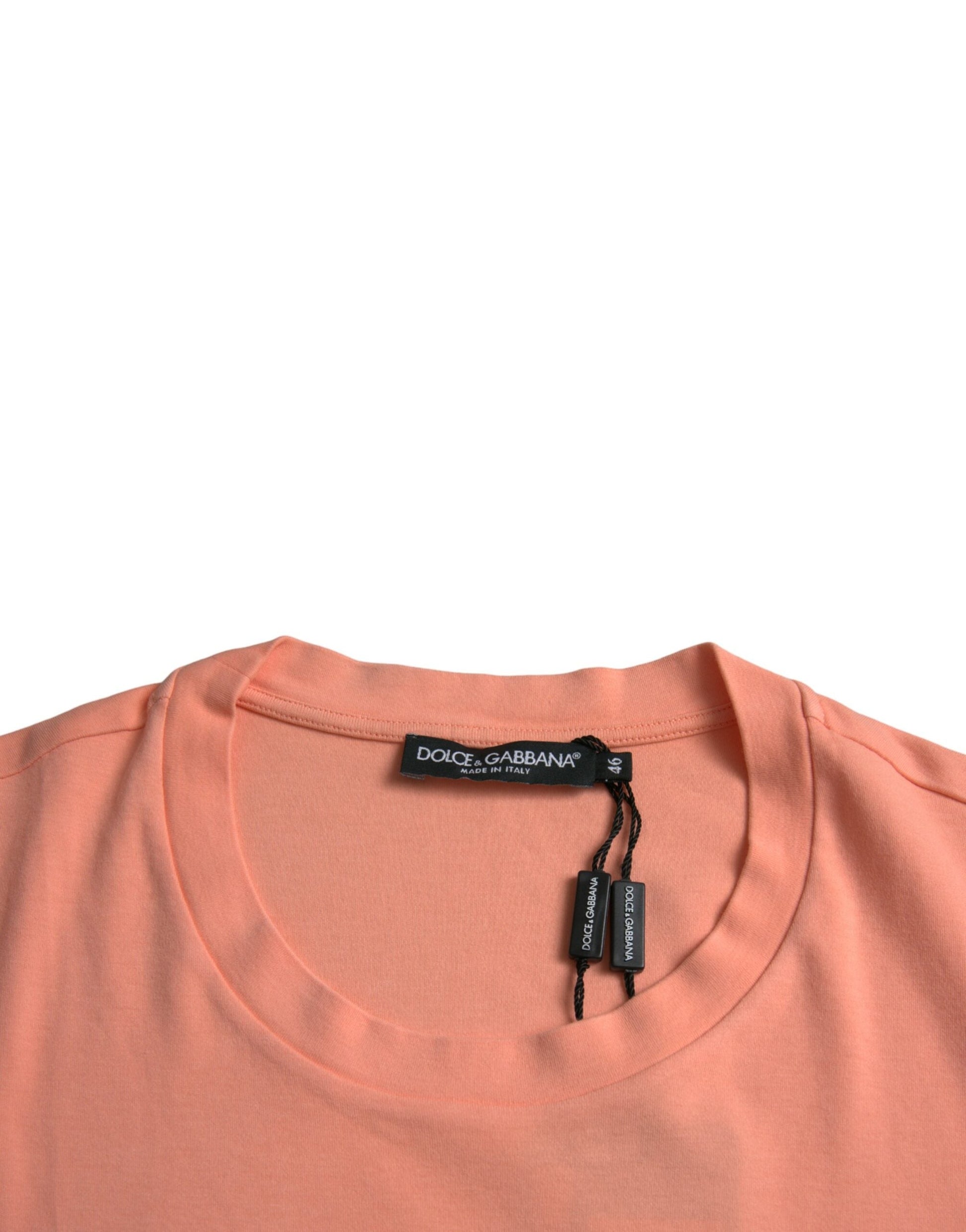 Dolce & Gabbana Korallenfarbenes Baumwoll-Logo-T-Shirt mit kurzen Ärmeln