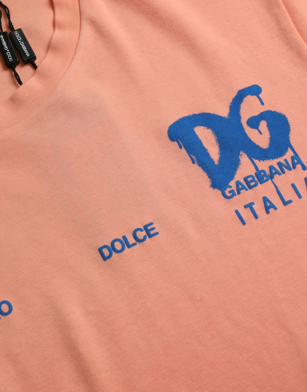 Dolce & Gabbana Korallenfarbenes Baumwoll-Logo-T-Shirt mit kurzen Ärmeln