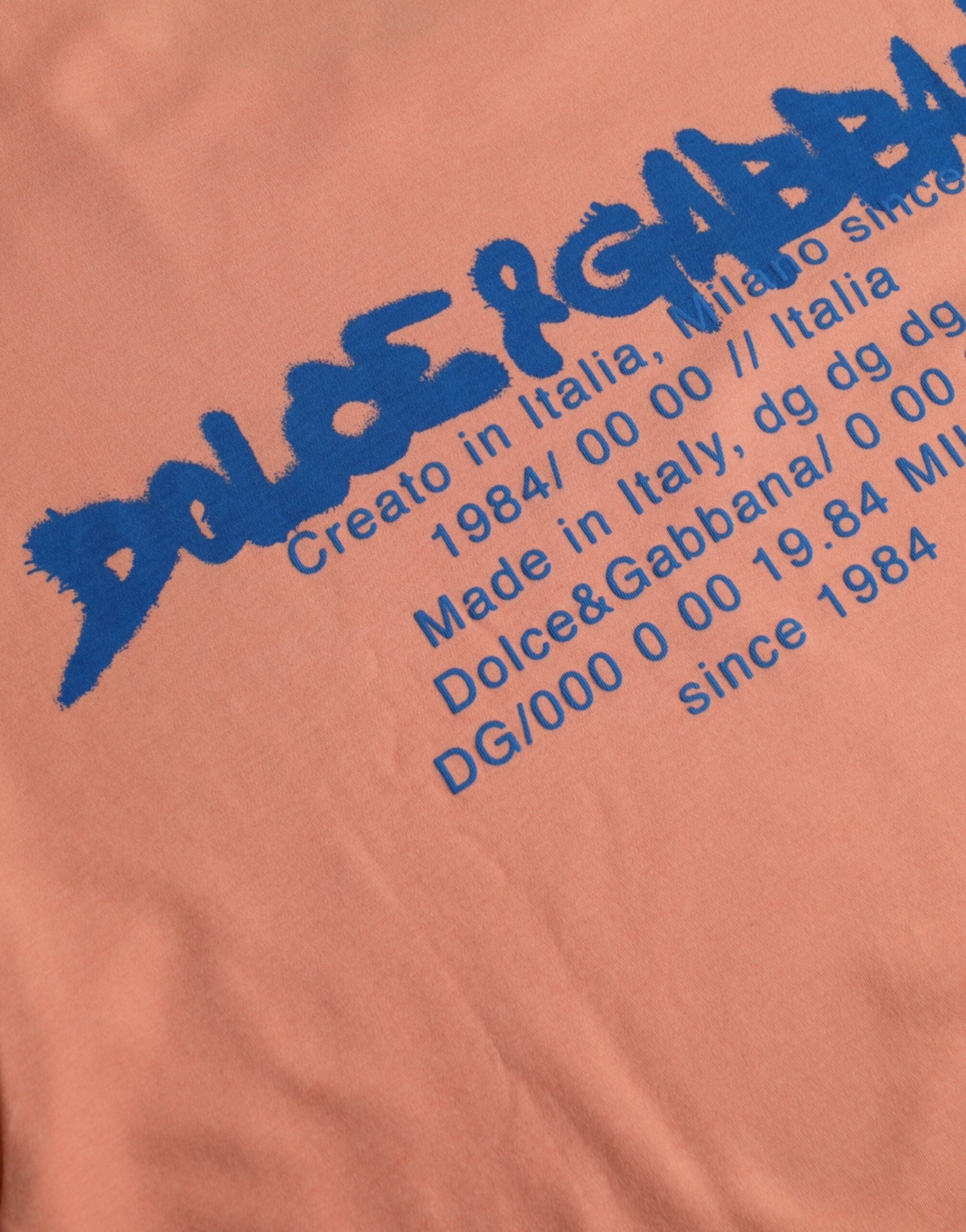 Dolce & Gabbana Korallenfarbenes Baumwoll-Logo-T-Shirt mit kurzen Ärmeln