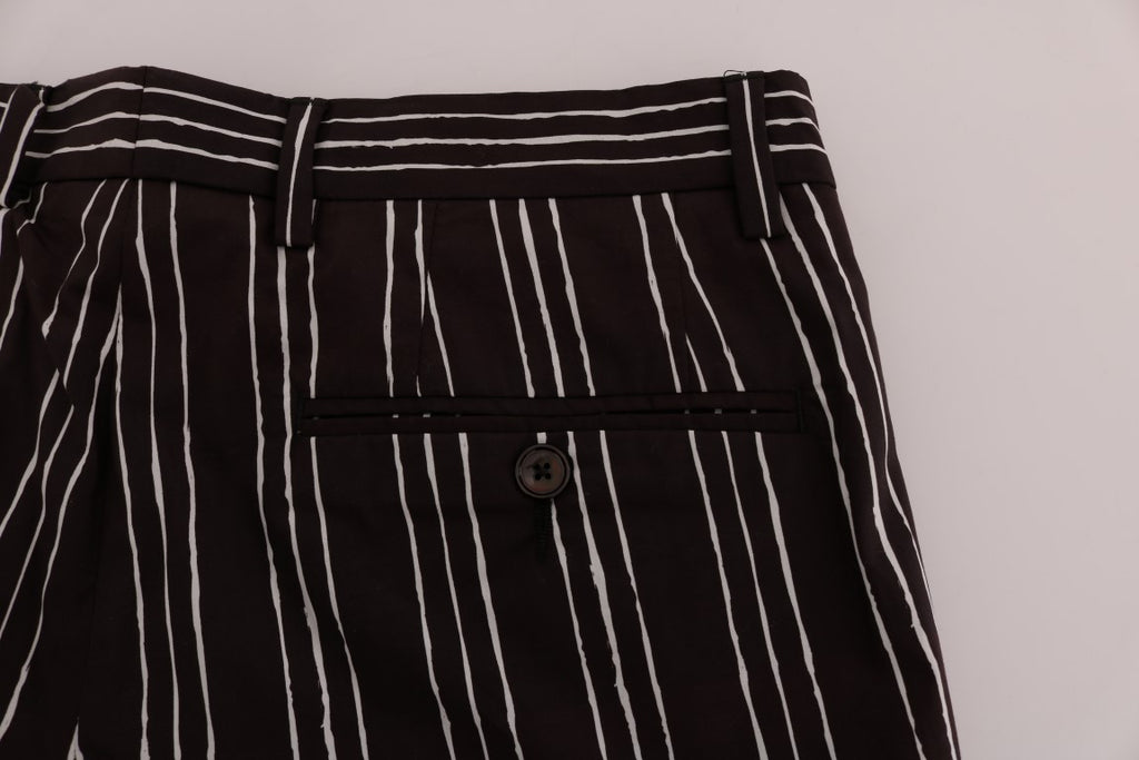 Dolce & Gabbana Bordeaux-Weiß gestreifte Hanf Casual Shorts