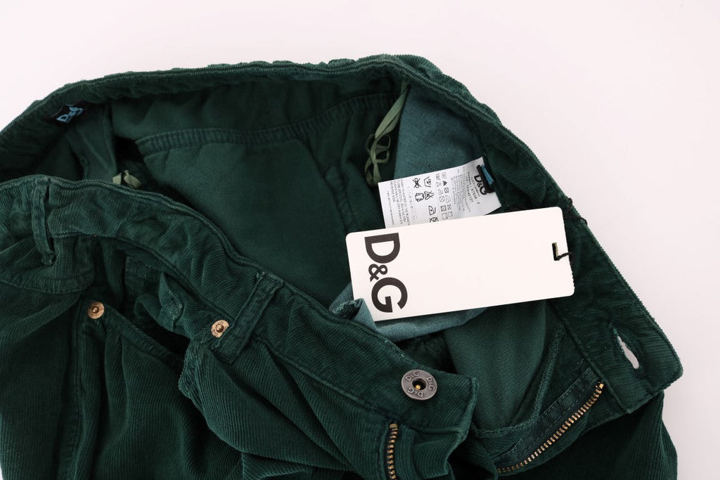 Dolce & Gabbana Grüne Baumwoll-Corduroys Jeans