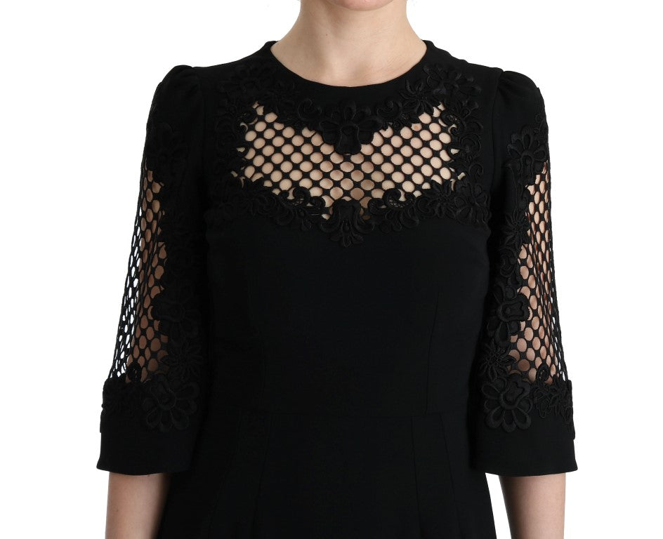 Dolce & Gabbana Schwarzes langes Stretch-Maxikleid in Shift-Form