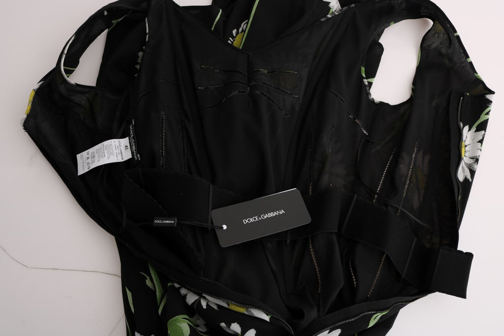 Dolce & Gabbana Sonnenblume Seidenstretch-Etuikleid