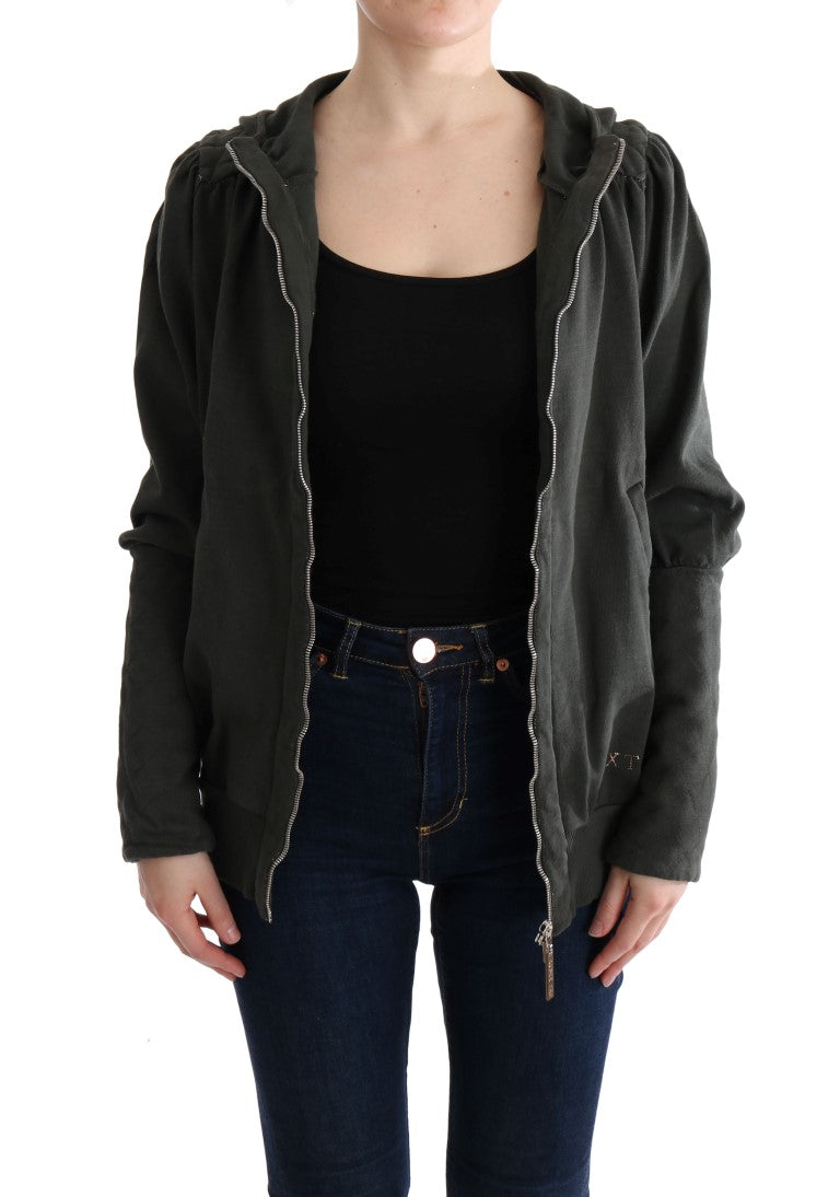 Exte Grauer Kapuzenpullover aus Baumwolle mit Reißverschluss