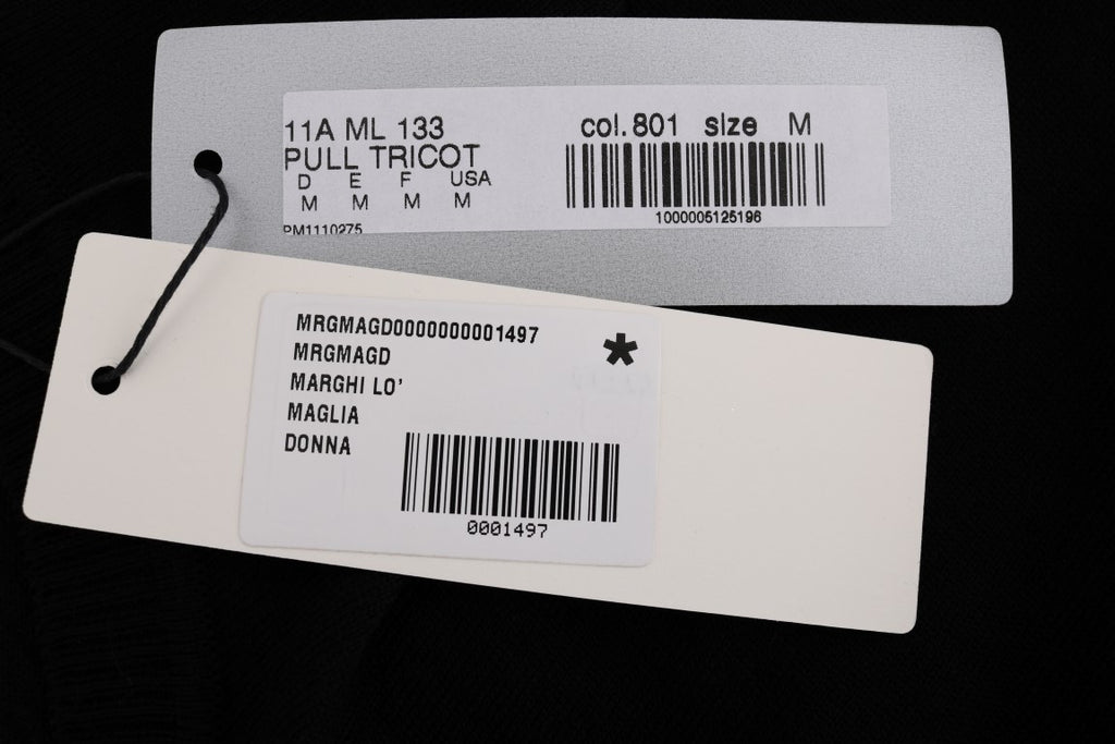 MARGHI LO' Schwarzes Oberteil aus 100% Lana-Wolle Bluse T-shirt