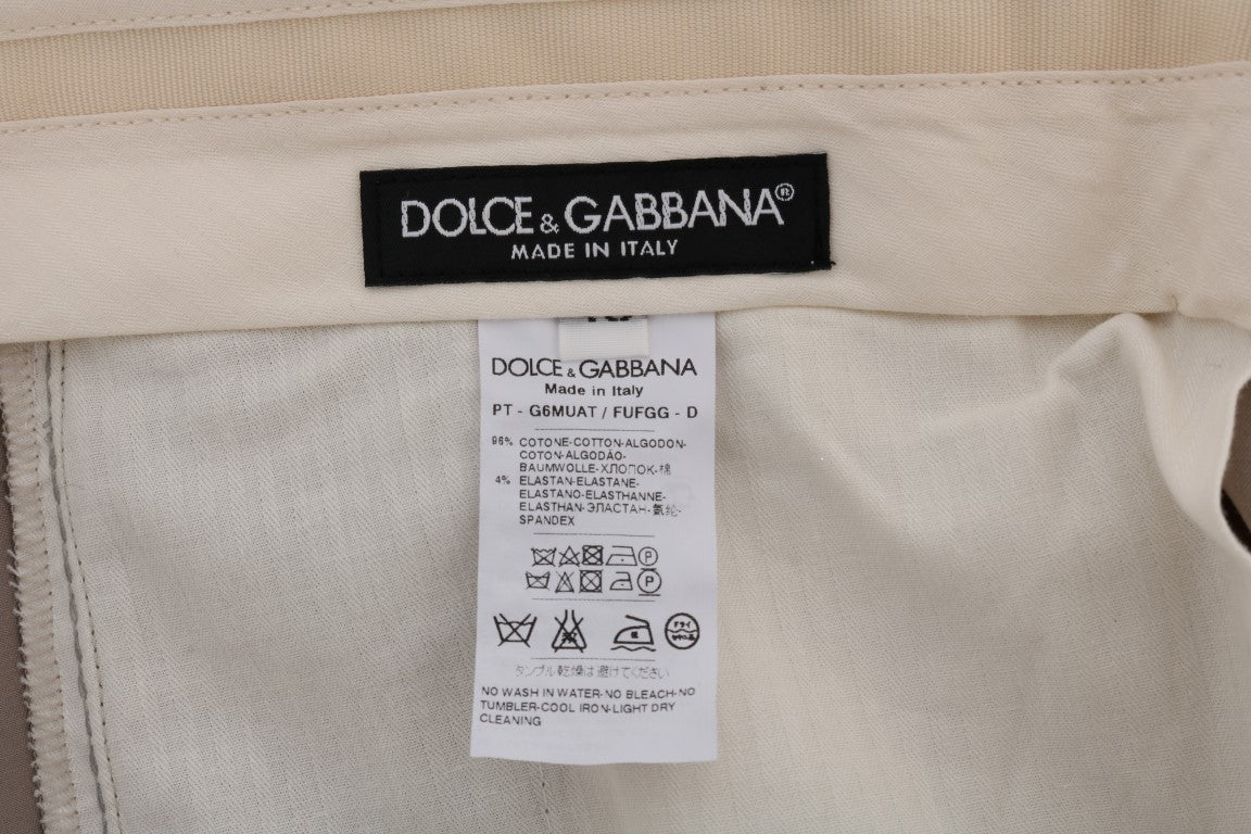 Dolce & Gabbana Beigefarbene Baumwoll-Stretch-Chino-Hose