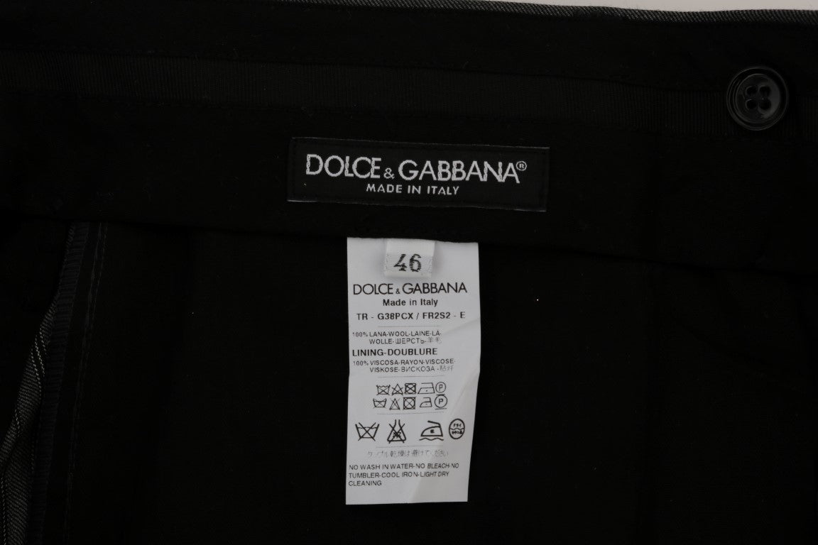 Dolce & Gabbana Graue gestreifte formelle Hose aus Wolle