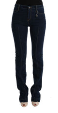 Costume National Blaue Bootcut-Schlagjeans aus Baumwolle