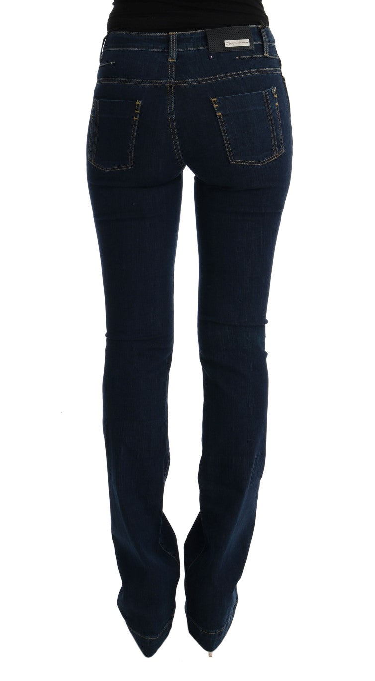 Costume National Blaue Bootcut-Schlagjeans aus Baumwolle