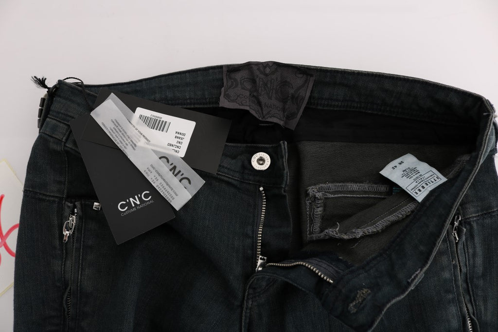 Costume National Graue Superslim Denim-Jeans aus Baumwolle
