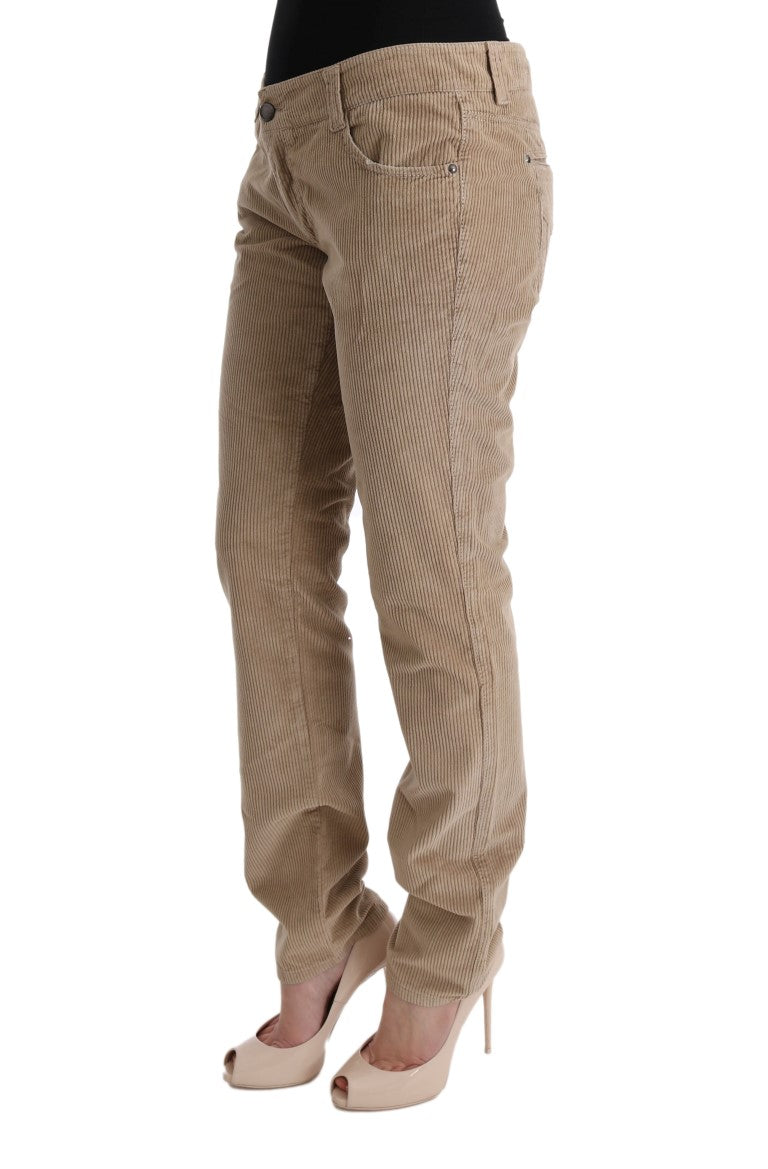 Ermanno Scervino Beige Baumwolle Samt Regular Fit Hose
