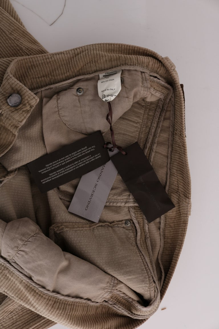 Ermanno Scervino Beige Baumwolle Samt Regular Fit Hose