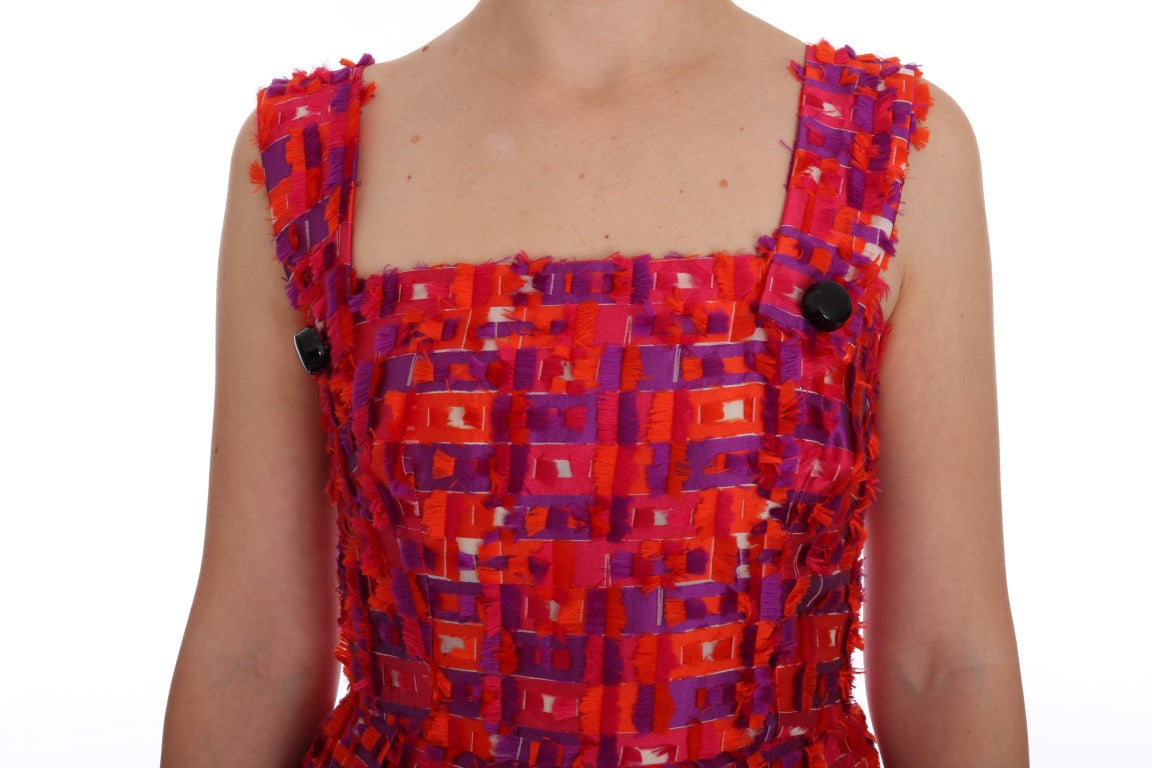 Dolce & Gabbana Rosa gemustertes Kleid in A-Linie über den Knien