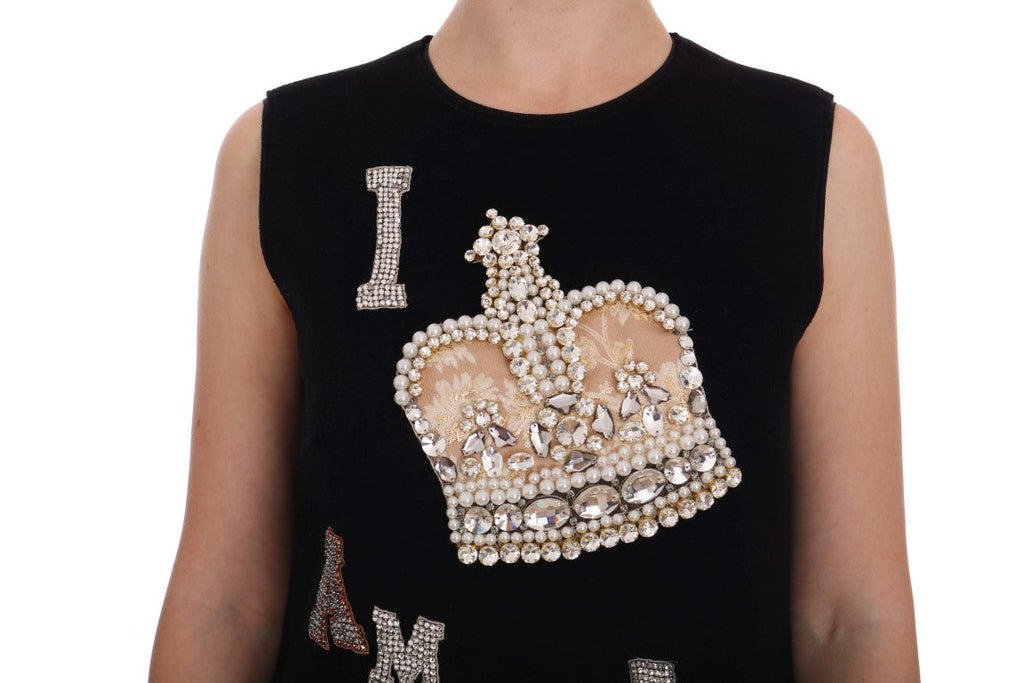 Dolce & Gabbana Schwarzes I AM A PRINCESS Kristall-Shiftkleid