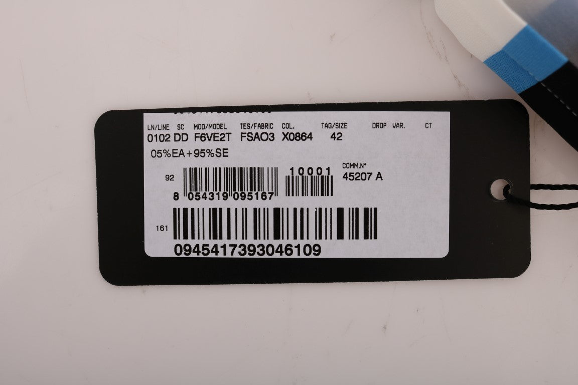 Dolce & Gabbana Blau-weiß gestreiftes Seiden-Stretch-Shiftkleid