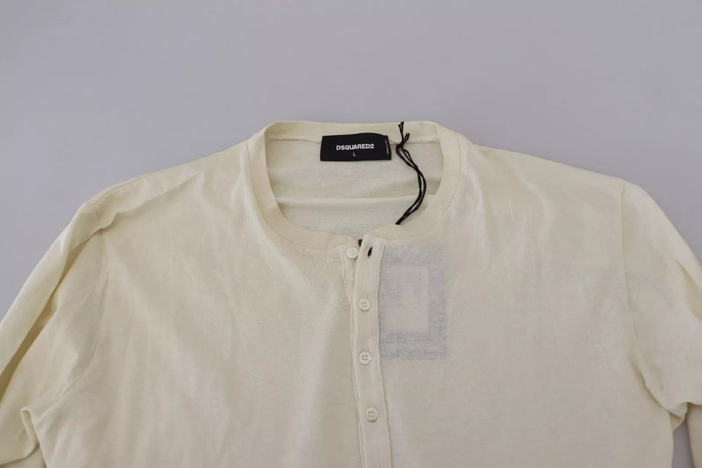 Dsquared² Beige Baumwoll-Leinen Pullover mit langen Ärmeln
