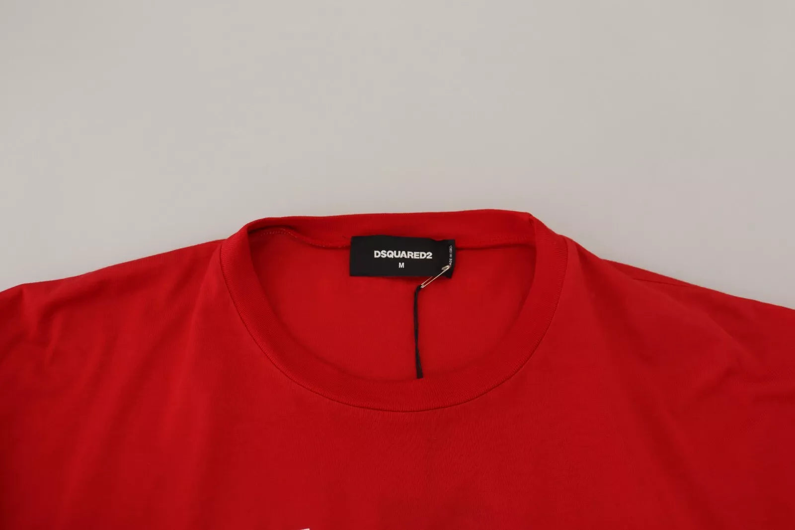 Dsquared² Rotes bedrucktes Baumwoll-T-Shirt mit kurzen Ärmeln und Rundhalsausschnitt