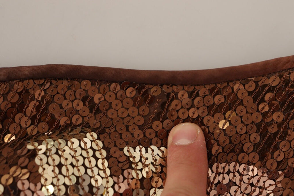 Dsquared² Braunes Blatt Pailletten Shift One Shoulder Langes Kleid