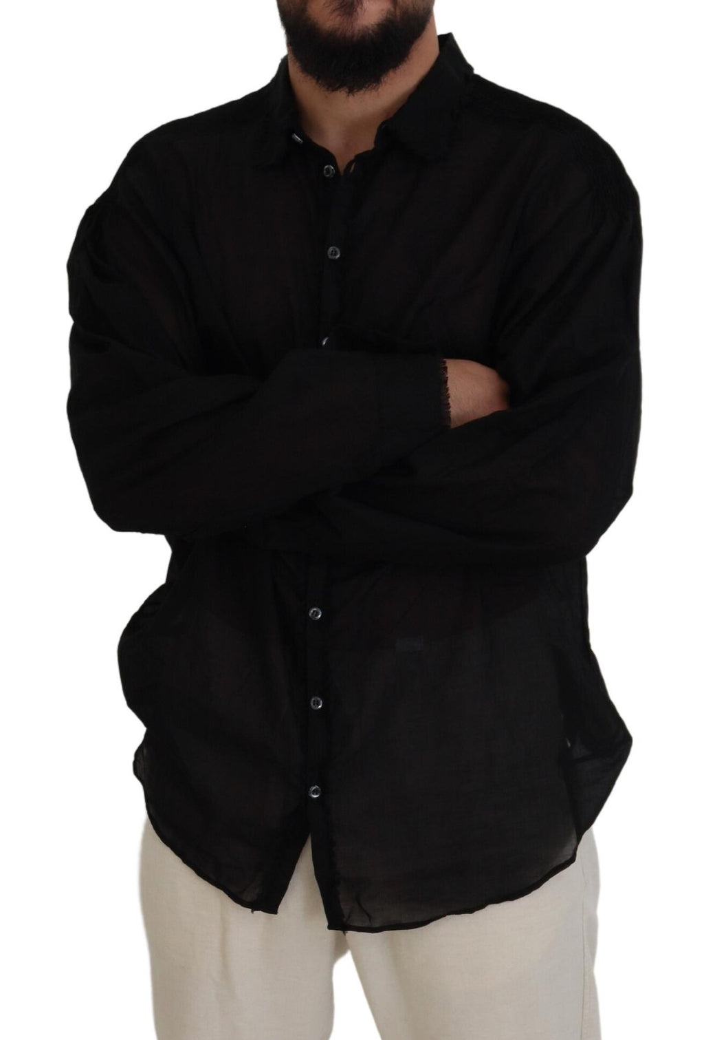 Dsquared² Schwarzes Baumwollhemd mit langen Ärmeln und Kragen Formales Hemd
