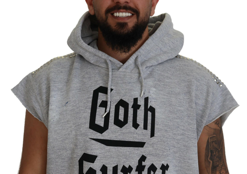 Dsquared² Hellgraues Baumwoll-T-Shirt mit kurzen Ärmeln und Kapuze