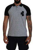 Dsquared² Gray Black Cotton Short Sleeves Collared T-shirt