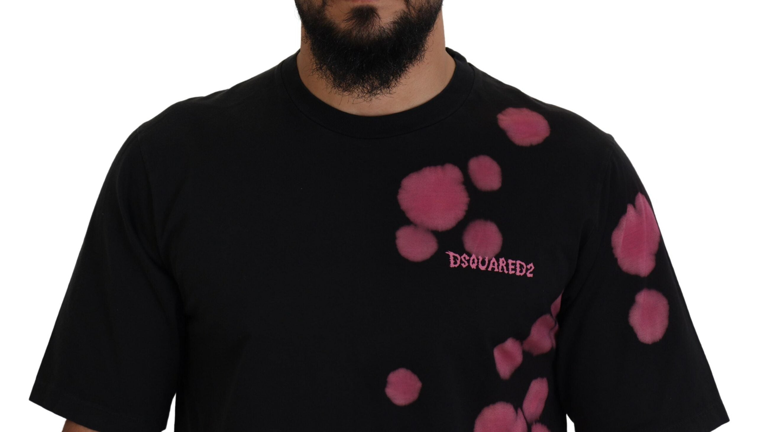 Dsquared² Schwarz-rosa Baumwolle Kurzarm-T-Shirt mit Rundhalsausschnitt