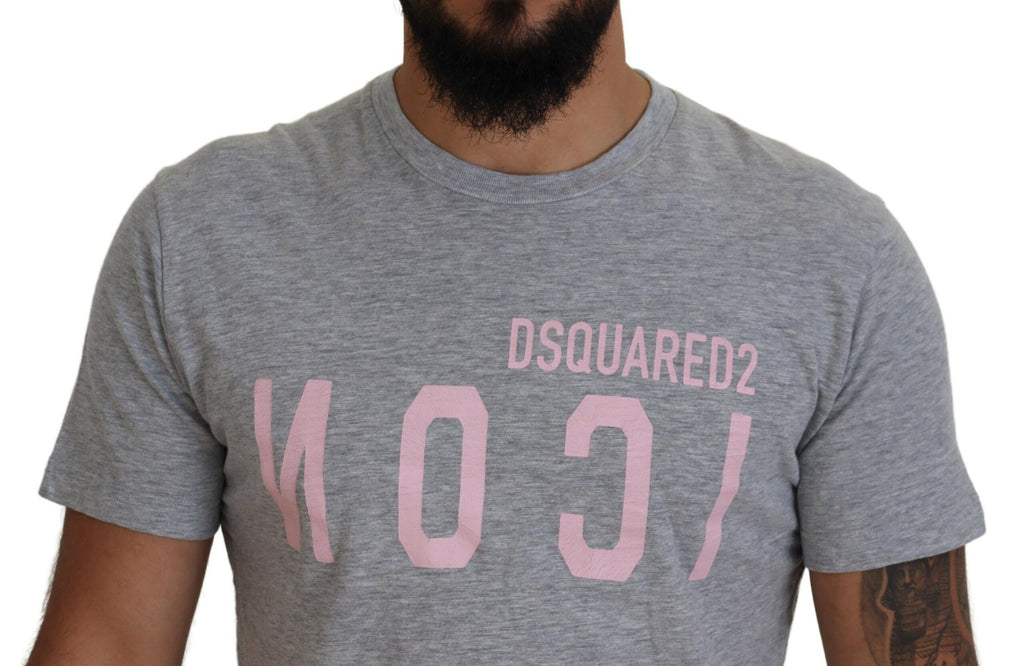 Dsquared² Graues Logo-Baumwoll-T-Shirt mit kurzen Ärmeln und Rundhalsausschnitt