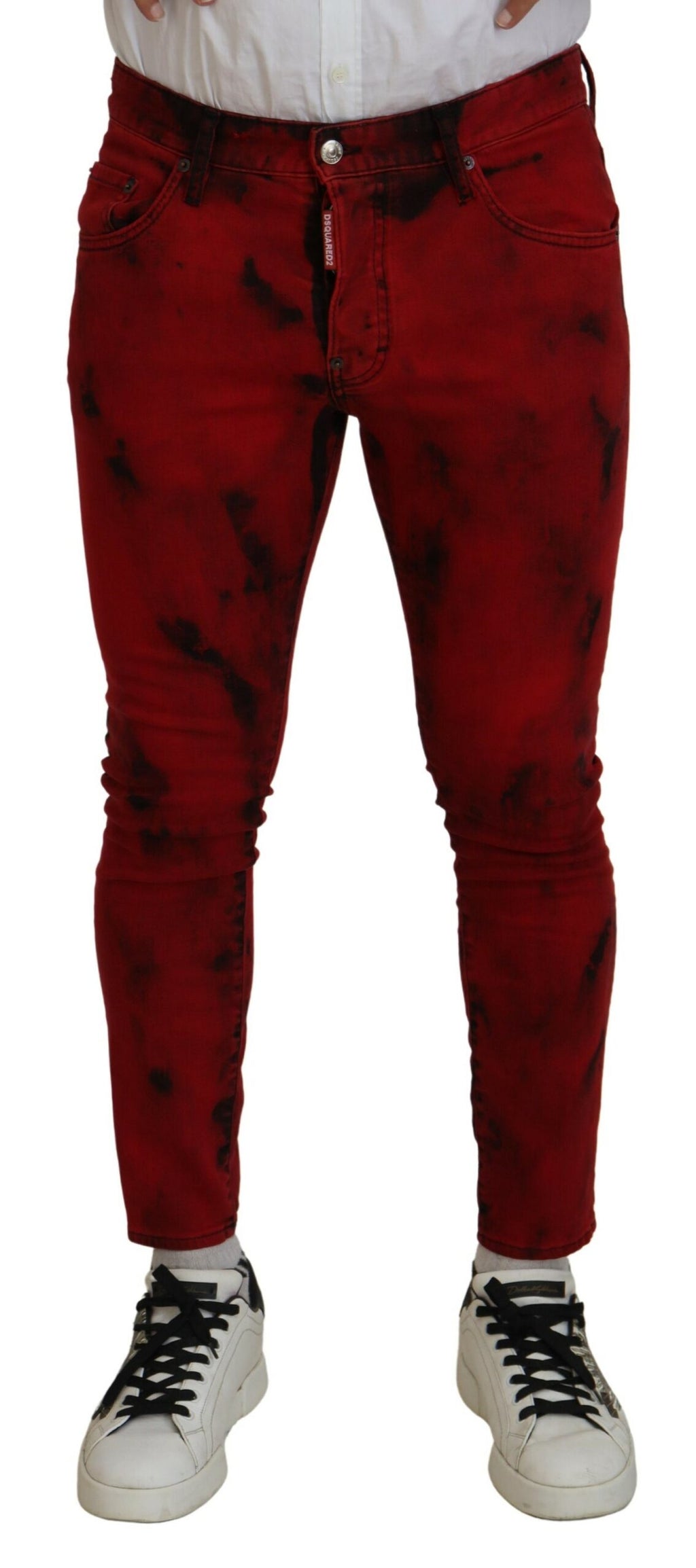 Dsquared² Rote Baumwolle Tie Dye Skinny Casual Denim Jeans