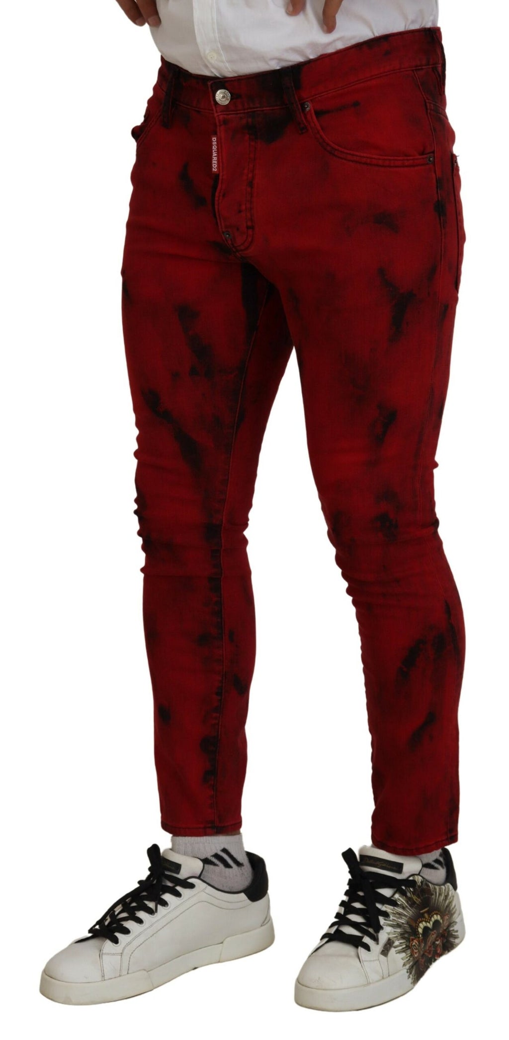 Dsquared² Rote Baumwolle Tie Dye Skinny Casual Denim Jeans