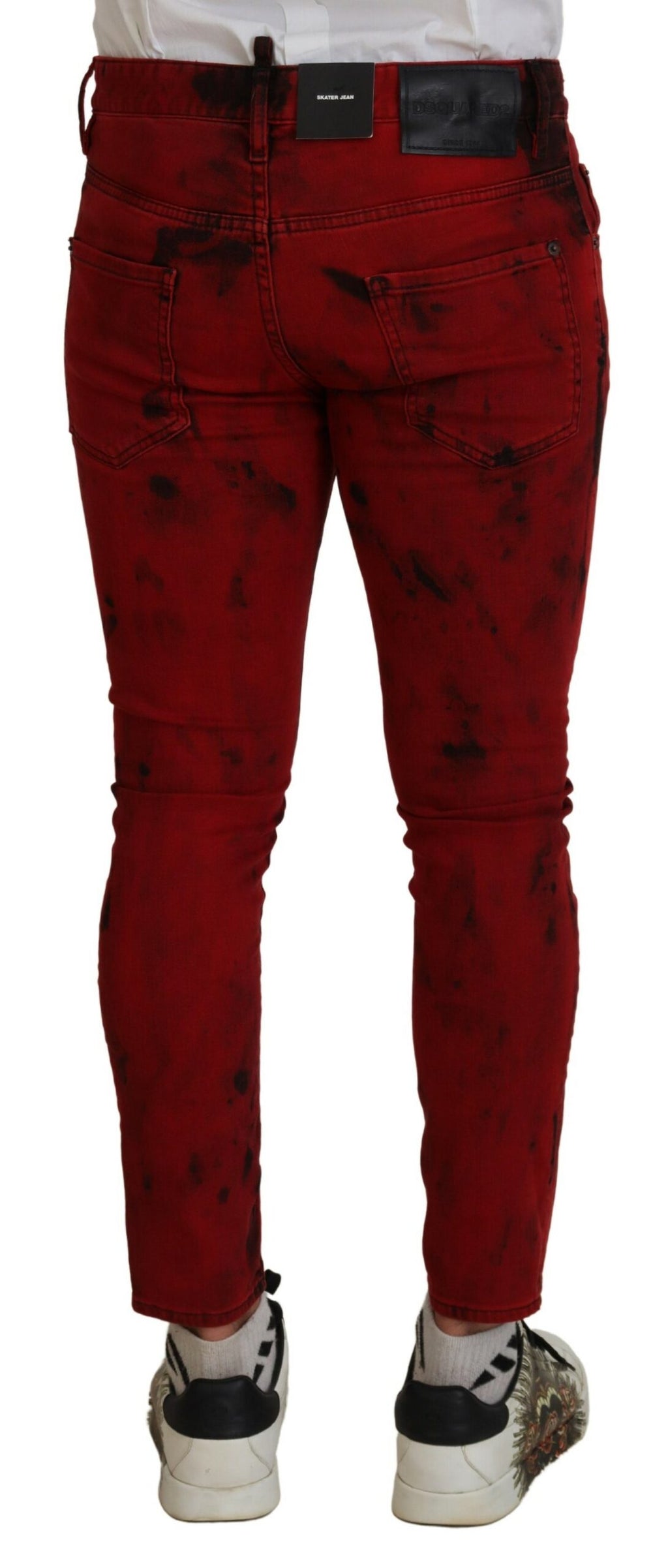 Dsquared² Rote Baumwolle Tie Dye Skinny Casual Denim Jeans