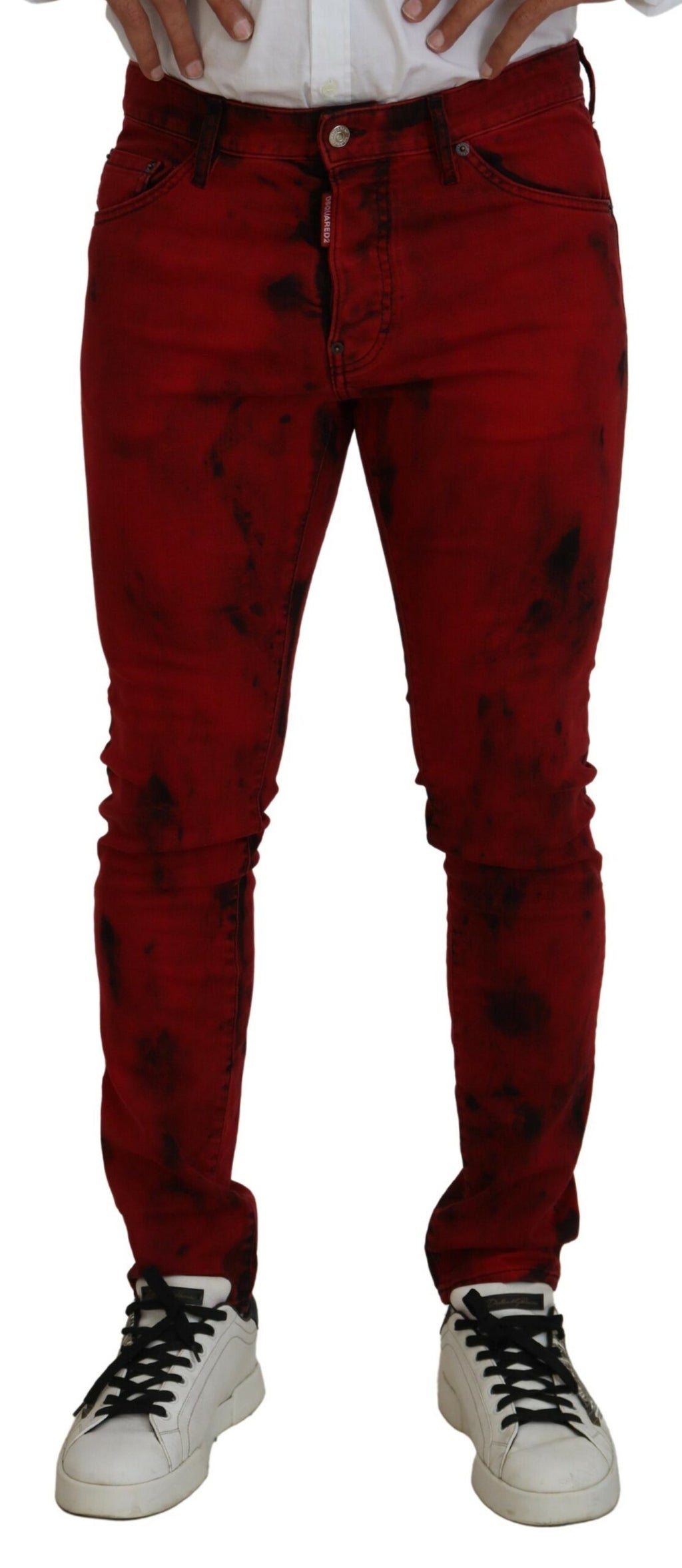 Dsquared² Rote Baumwolle Tie Dye Skinny Casual Männer Denim Jeans