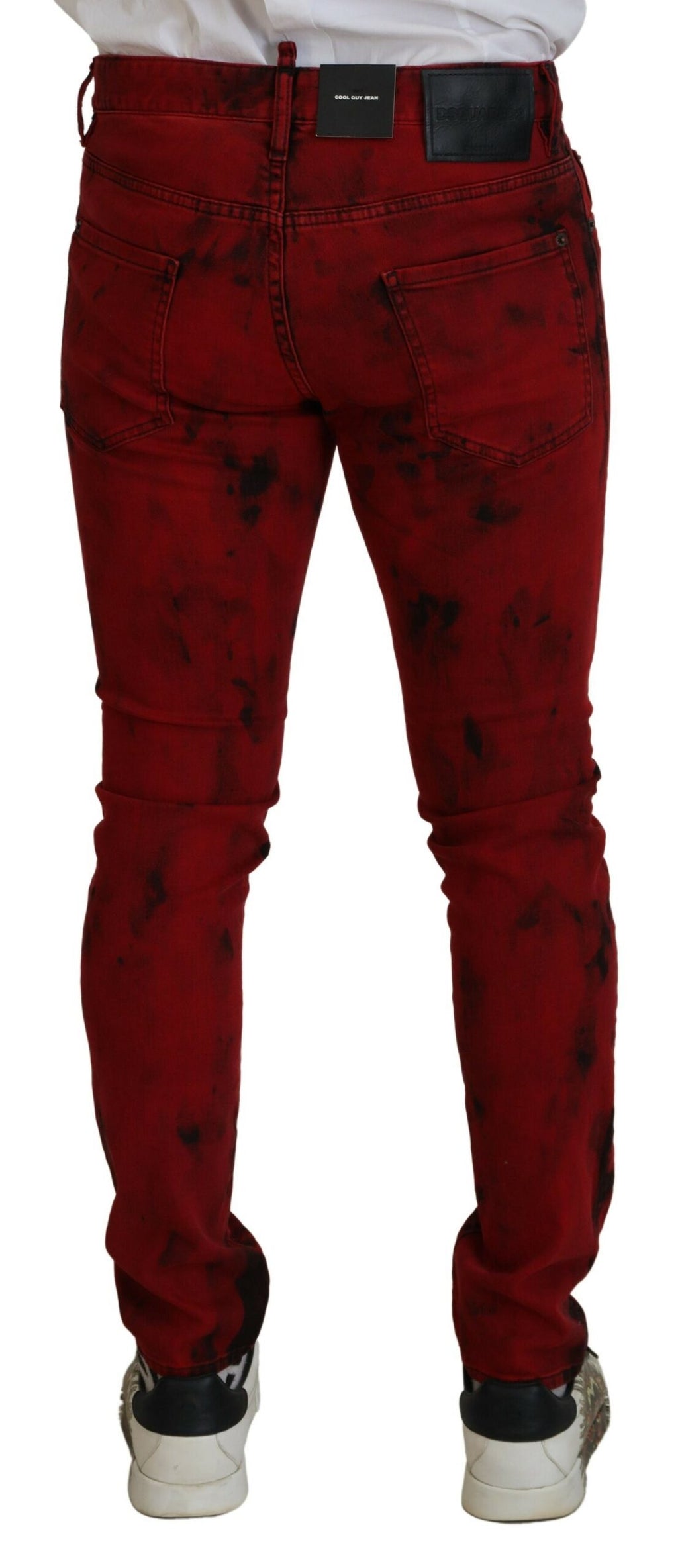 Dsquared² Rote Baumwolle Tie Dye Skinny Casual Männer Denim Jeans